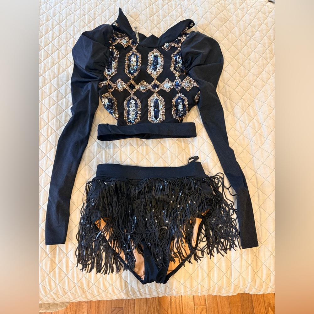 Revolution 10th House Dance Costume 2 piece black sequin BIONIC Size MA - Picture 2 of 3